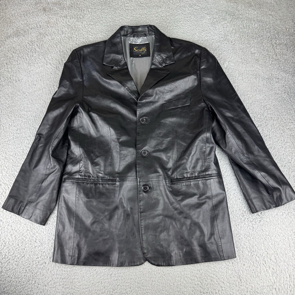 Scully Leather Black Jacket Blazer Pockets Tailored Style Western Style Classic